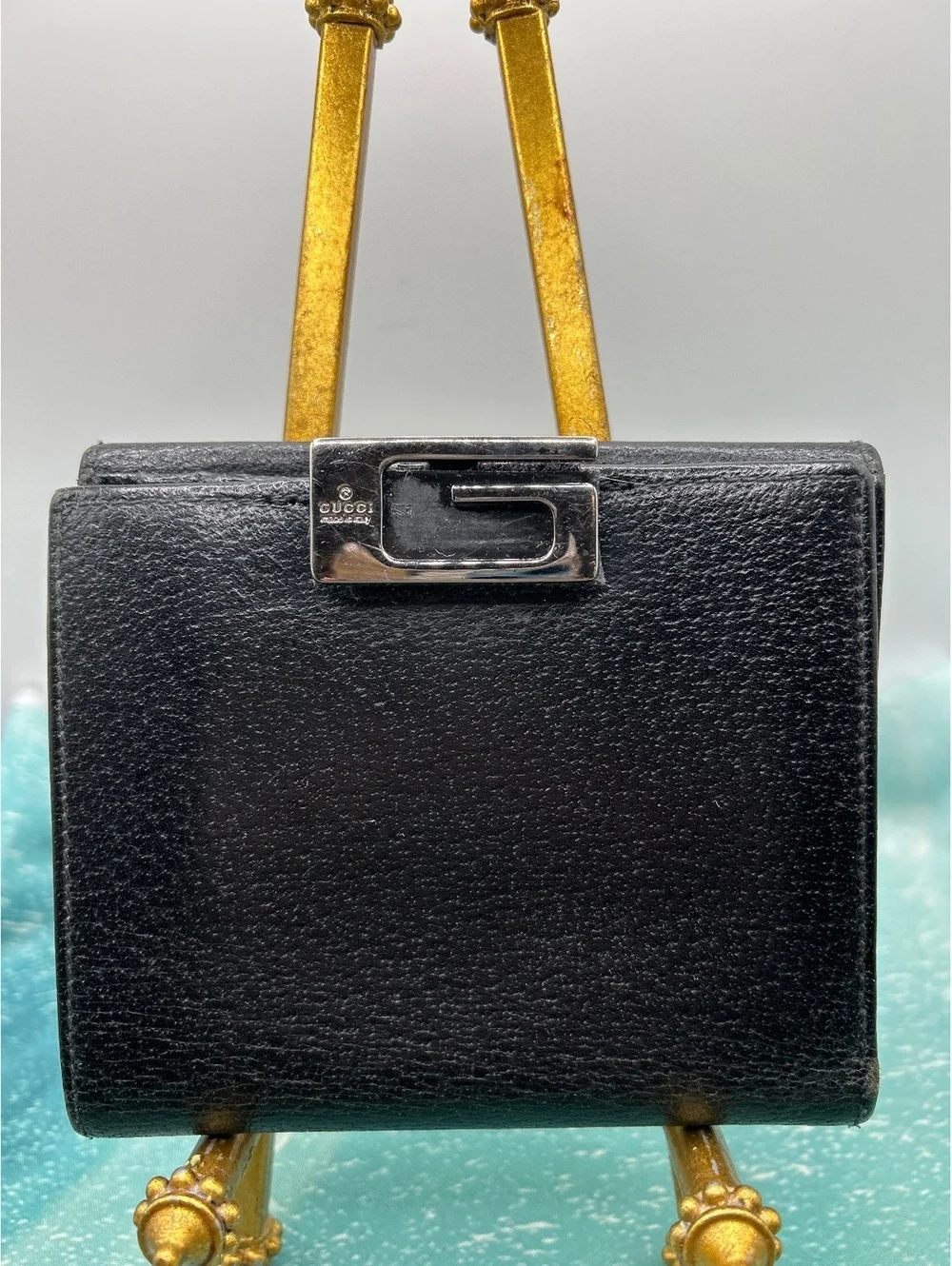 Authentic Vintage Gucci Black Leather G-Clip Bifold Wallet (Tom Ford Era) VGC